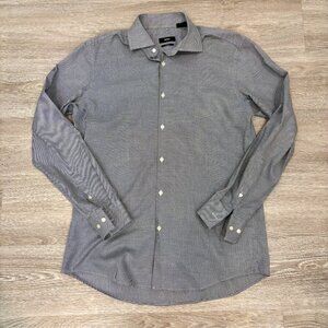 Boss Hugo Boss Slim Fit Gray Micro Houndstooth cotton shirt sz 42 16 1/2